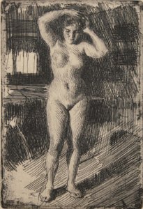 Anna saçını yapıyor by Anders Leonard Zorn